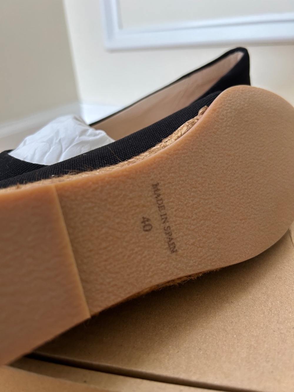 Black Canvas Slip-On Espadrille Flats - Picture 3 of 5